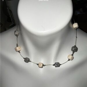 Elegant Cream an Gray  Necklace Genuine stone choker necklaces vintage 2004 NEW